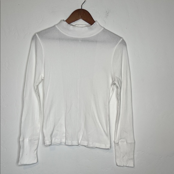 Intimately Free People Ribbed Mock Neck Long Sleeve Top White Size Large - Picture 2 of 5